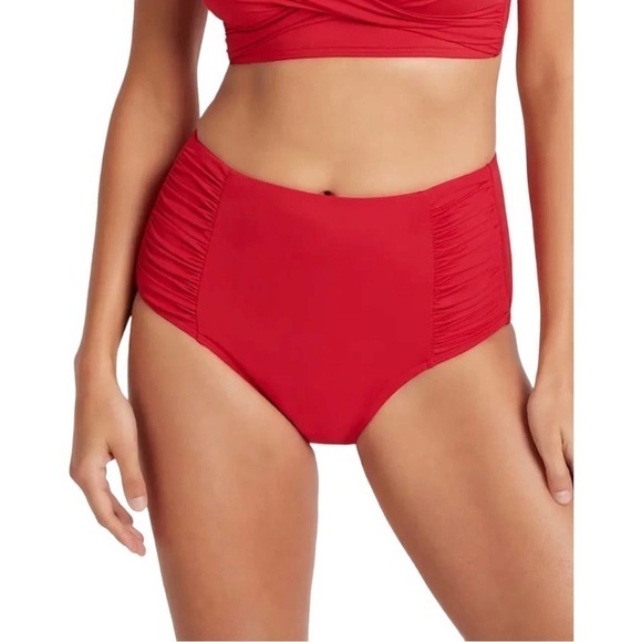 NWT Sea Level Australia Size 4 Red High Waist Full Coverage Bikini Bottom - Picture 1 of 7